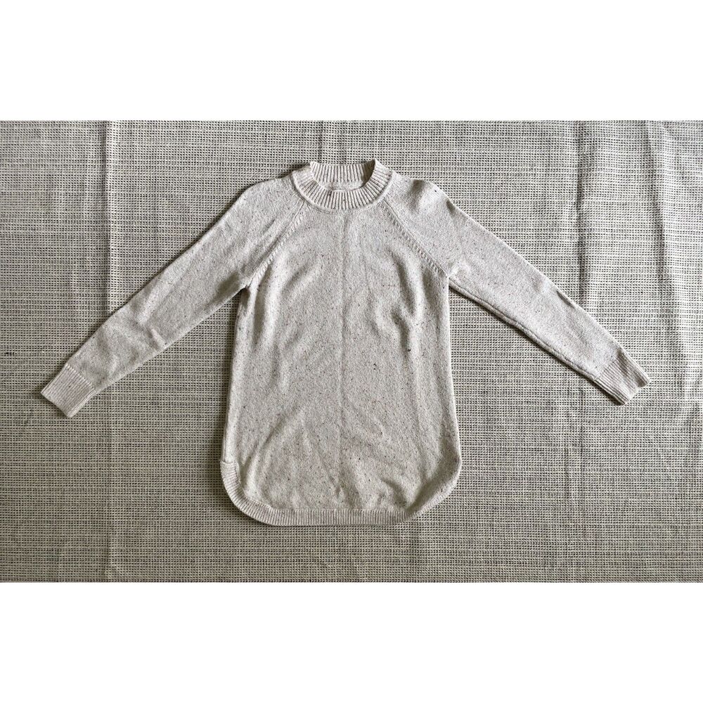 LOFT Petites Womens Sweater Small Beige Speckled Knit Pullover Long Sleeve Cozy